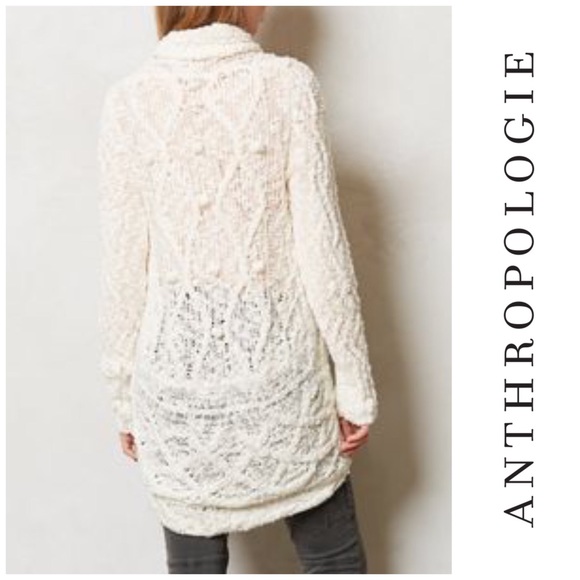 Anthropologie Sweaters - Knitted & Knotted Circle Open Long Cream Sweater M